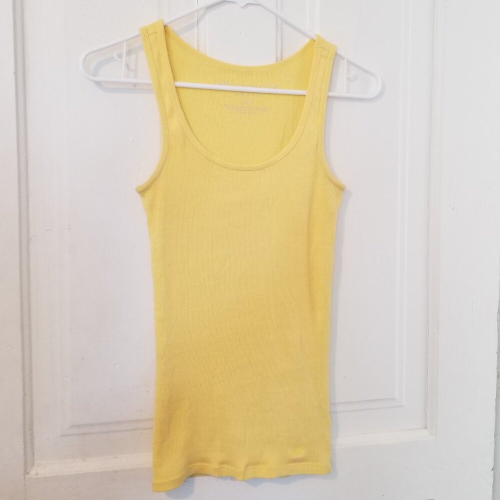 Aeropostale Yellow Scoop Neck Ribbed Tank Top